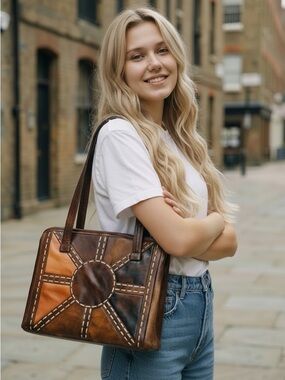 Vintage patchwork Brown & Tan purse.
